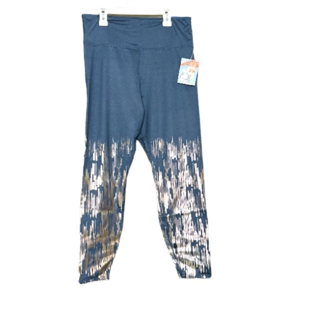 New High Rise Metallic 7/8 Leggings L